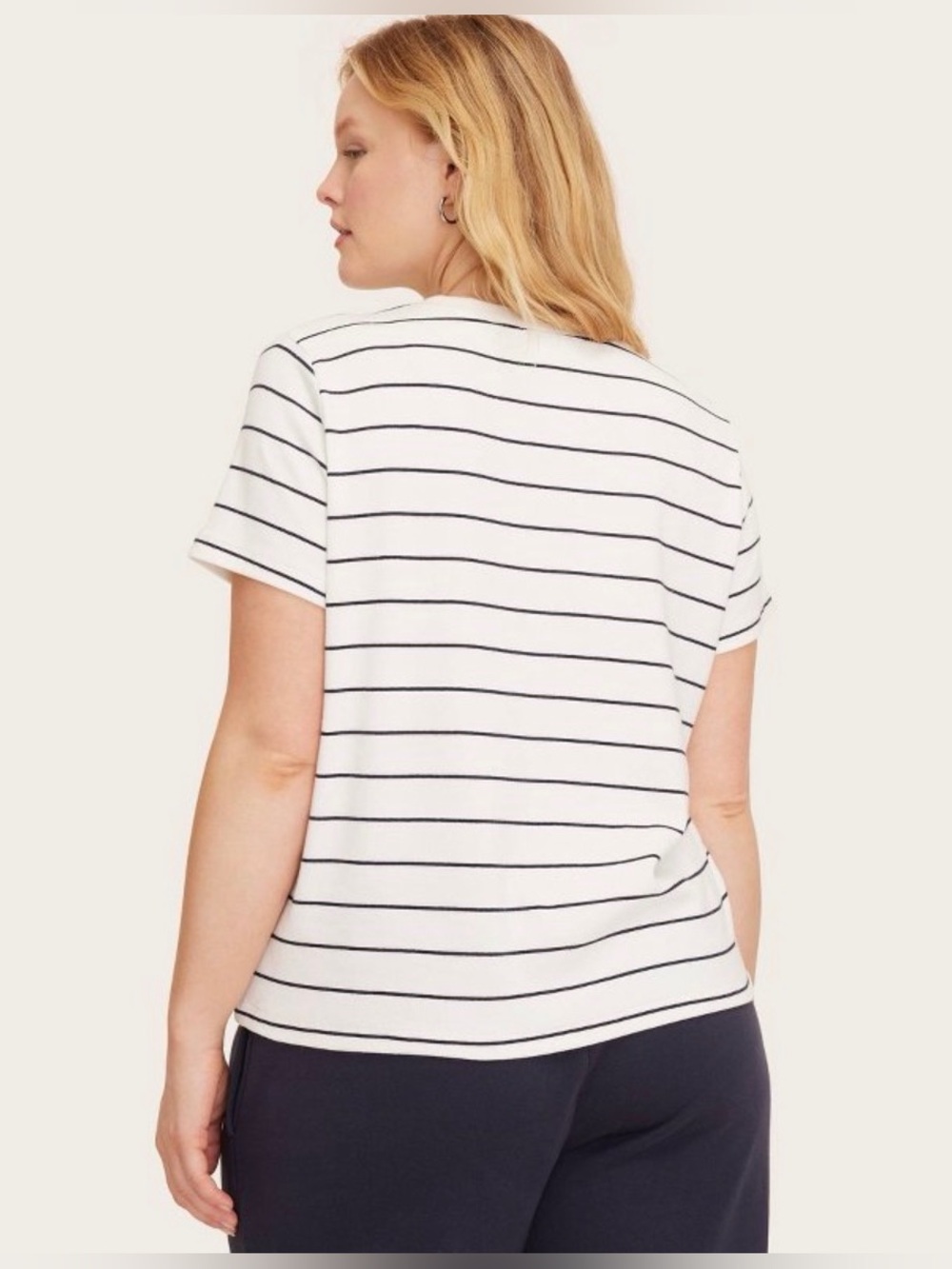 Short Sleeve Crewneck Pocket T-Shirt - Parke x Target Navy Blue Striped NEW - Picture 2 of 4